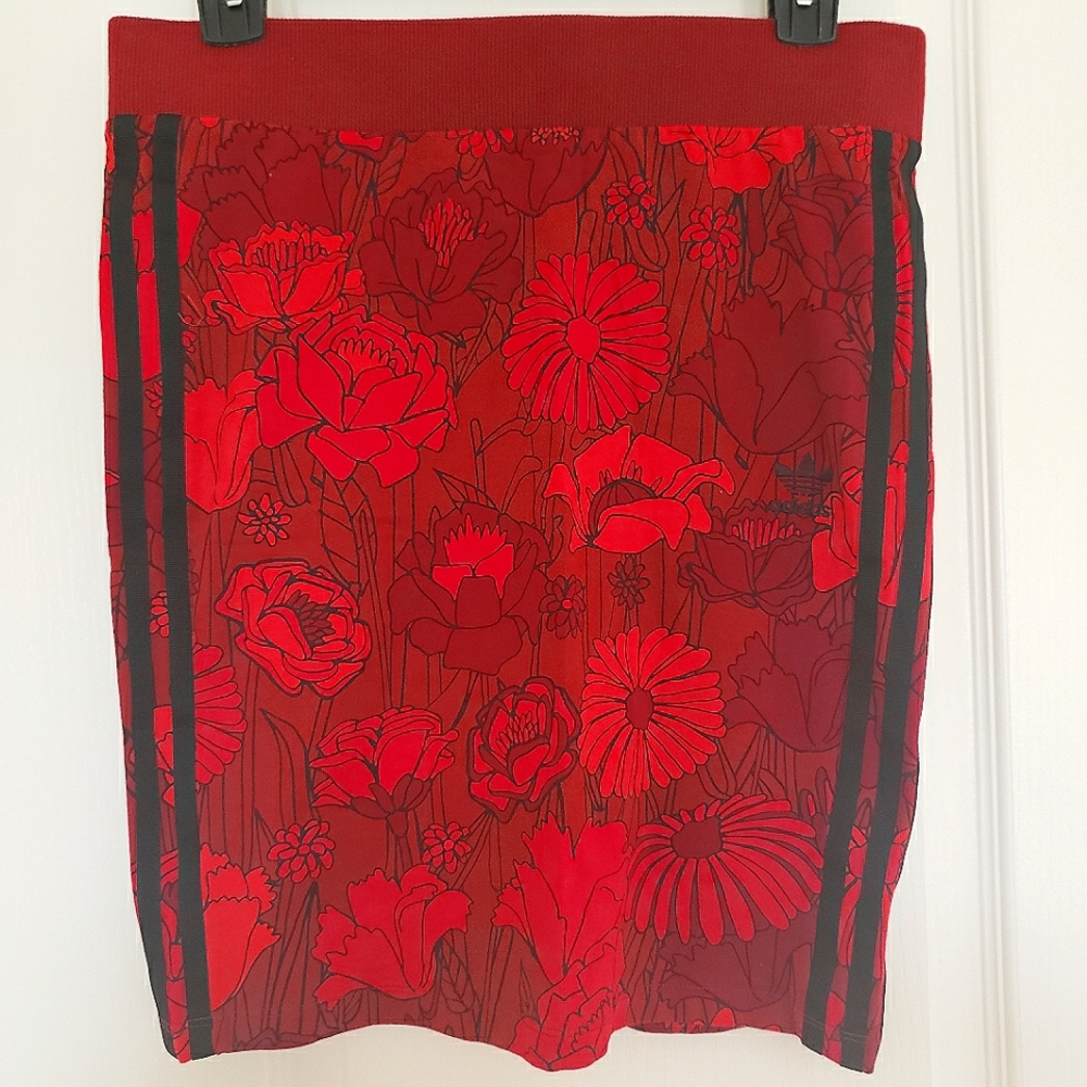 Adidas Floral Skirt in Red, Size Small
